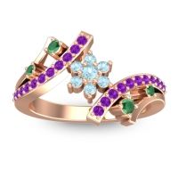 Aquamarine Fashion Ring In 14K Rose Gold With Emerald And Amethyst – Pippala Simple Ring