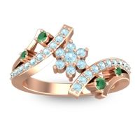 Aquamarine Fashion Ring In 14K Rose Gold With Emerald – Pippala Simple Ring