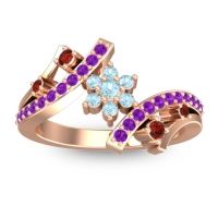 Aquamarine Fashion Ring In 14K Rose Gold With Garnet And Amethyst – Pippala Simple Ring