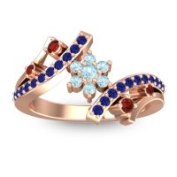 Aquamarine Fashion Ring In 14K Rose Gold With Garnet And Blue Sapphire – Pippala Simple Ring