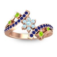 Aquamarine Fashion Ring In 14K Rose Gold With Peridot And Blue Sapphire – Pippala Simple Ring