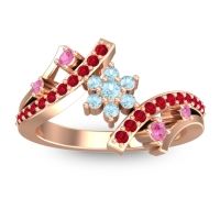 Aquamarine Fashion Ring In 14K Rose Gold With Pink Tourmaline And Ruby – Pippala Simple Ring