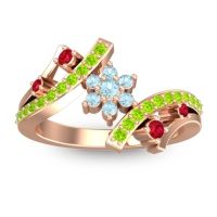 Aquamarine Fashion Ring In 14K Rose Gold With Ruby And Peridot – Pippala Simple Ring