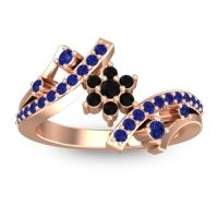 Black Onyx Fashion Ring In 14K Rose Gold With Blue Sapphire – Pippala Simple Ring