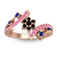 Black Onyx Fashion Ring In 14K Rose Gold With Blue Sapphire And Pink Tourmaline – Pippala Simple Ring