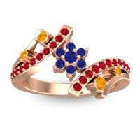 Blue Sapphire Fashion Ring In 14K Rose Gold With Citrine And Ruby – Pippala Simple Ring