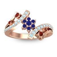 Blue Sapphire Fashion Ring In 14K Rose Gold With Garnet And Aquamarine – Pippala Simple Ring