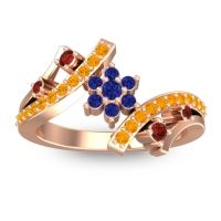 Blue Sapphire Fashion Ring In 14K Rose Gold With Garnet And Citrine – Pippala Simple Ring