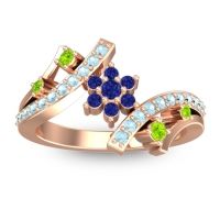 Blue Sapphire Fashion Ring In 14K Rose Gold With Peridot And Aquamarine – Pippala Simple Ring