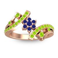 Blue Sapphire Fashion Ring In 14K Rose Gold With Peridot – Pippala Simple Ring