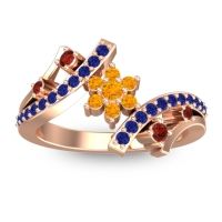 Citrine Fashion Ring In 14K Rose Gold With Garnet And Blue Sapphire – Pippala Simple Ring