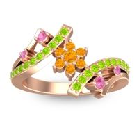 Citrine Fashion Ring In 14K Rose Gold With Pink Tourmaline And Peridot – Pippala Simple Ring