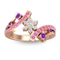 Diamond Fashion Ring In 14K Rose Gold With Amethyst And Pink Tourmaline – Pippala Simple Ring