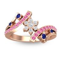 Lab Diamond Fashion Ring In 14K Rose Gold With Blue Sapphire And Pink Tourmaline – Pippala Simple Ring