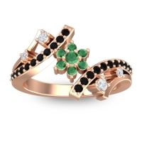 Emerald Fashion Ring In 14K Rose Gold With Diamond And Black Onyx – Pippala Simple Ring