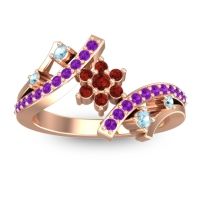 Garnet Fashion Ring In 14K Rose Gold With Aquamarine And Amethyst – Pippala Simple Ring