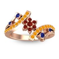 Garnet Fashion Ring In 14K Rose Gold With Blue Sapphire And Citrine – Pippala Simple Ring