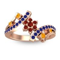 Garnet Fashion Ring In 14K Rose Gold With Citrine And Blue Sapphire – Pippala Simple Ring