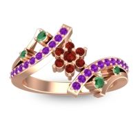 Garnet Fashion Ring In 14K Rose Gold With Emerald And Amethyst – Pippala Simple Ring