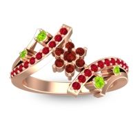 Garnet Fashion Ring In 14K Rose Gold With Peridot And Ruby – Pippala Simple Ring