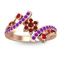 Garnet Fashion Ring In 14K Rose Gold With Ruby And Amethyst – Pippala Simple Ring