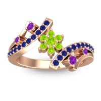 Peridot Fashion Ring In 14K Rose Gold With Amethyst And Blue Sapphire – Pippala Simple Ring