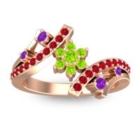 Peridot Fashion Ring In 14K Rose Gold With Amethyst And Ruby – Pippala Simple Ring