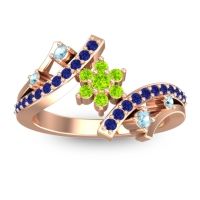 Peridot Fashion Ring In 14K Rose Gold With Aquamarine And Blue Sapphire – Pippala Simple Ring