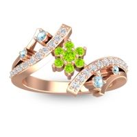 Peridot Fashion Ring In 14K Rose Gold With Aquamarine And Lab Diamond – Pippala Simple Ring