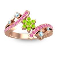 Peridot Fashion Ring In 14K Rose Gold With Aquamarine And Pink Tourmaline – Pippala Simple Ring