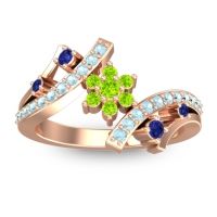 Peridot Fashion Ring In 14K Rose Gold With Blue Sapphire And Aquamarine – Pippala Simple Ring