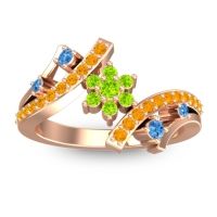 Peridot Fashion Ring In 14K Rose Gold With Swiss Blue Topaz And Citrine – Pippala Simple Ring