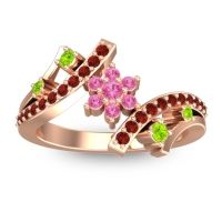Pink Tourmaline Fashion Ring In 14K Rose Gold With Peridot And Garnet – Pippala Simple Ring