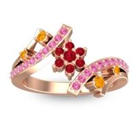 Ruby Fashion Ring In 14K Rose Gold With Citrine And Pink Tourmaline – Pippala Simple Ring