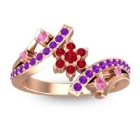 Ruby Fashion Ring In 14K Rose Gold With Pink Tourmaline And Amethyst – Pippala Simple Ring