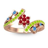 Ruby Fashion Ring In 14K Rose Gold With Swiss Blue Topaz And Peridot – Pippala Simple Ring