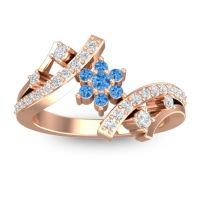 Swiss Blue Topaz Fashion Ring In 14K Rose Gold With Lab Diamond – Pippala Simple Ring