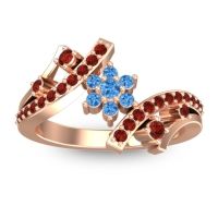 Swiss Blue Topaz Fashion Ring In 14K Rose Gold With Garnet – Pippala Simple Ring