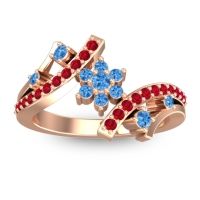 Swiss Blue Topaz Fashion Ring In 14K Rose Gold With Ruby – Pippala Simple Ring