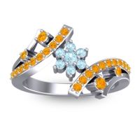 Aquamarine Fashion Ring In 14k White Gold With Citrine – Pippala Simple Ring