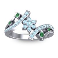 Aquamarine Fashion Ring In 14k White Gold With Emerald – Pippala Simple Ring