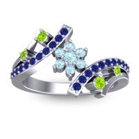 Aquamarine Fashion Ring In 14k White Gold With Peridot And Blue Sapphire – Pippala Simple Ring
