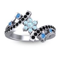 Aquamarine Fashion Ring In 14k White Gold With Swiss Blue Topaz And Black Onyx – Pippala Simple Ring