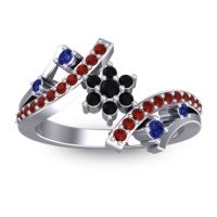 Black Onyx Fashion Ring In 14k White Gold With Blue Sapphire And Garnet – Pippala Simple Ring