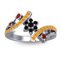 Black Onyx Fashion Ring In 14k White Gold With Garnet And Citrine – Pippala Simple Ring