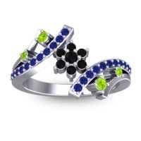 Black Onyx Fashion Ring In 14k White Gold With Peridot And Blue Sapphire – Pippala Simple Ring