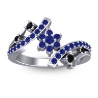 Blue Sapphire Fashion Ring In 14k White Gold With Black Onyx – Pippala Simple Ring