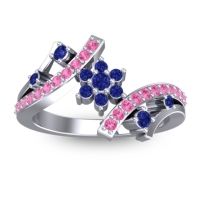 Blue Sapphire Fashion Ring In 14k White Gold With Pink Tourmaline – Pippala Simple Ring