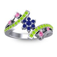 Blue Sapphire Fashion Ring In 14k White Gold With Pink Tourmaline And Peridot – Pippala Simple Ring