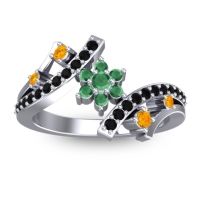Emerald Fashion Ring In 14k White Gold With Citrine And Black Onyx – Pippala Simple Ring